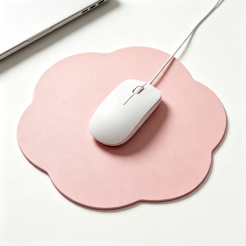 TEMU 1pc Flower-shaped Mouse Pad, Matte Faux Leather Anti-slip Desk Mat, Minimalist Small Computer Desktop Decor Pad. Home Office, Back-to-school