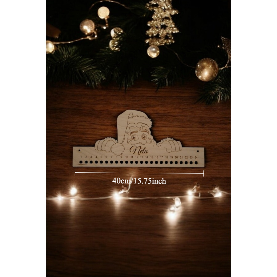 Personalized Wooden Advent Calendar Featuring A Customizable Name For Christmas