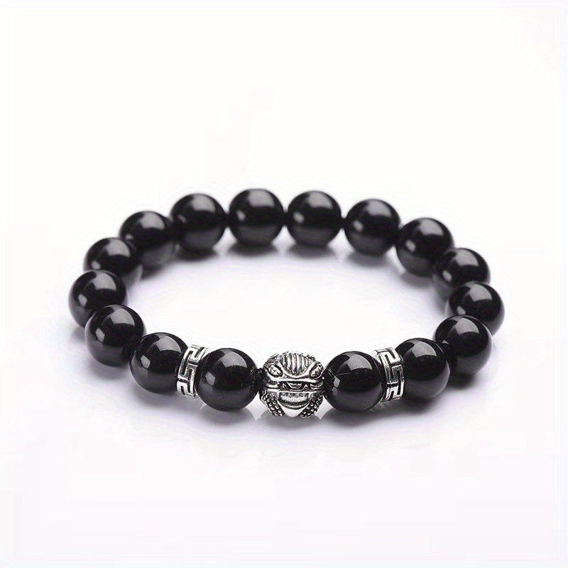 TEMU Factory Direct Sale Agate Obsidian Round Pixiu Bracelet For Men And Women Crystal Retro Jewelry Bracelet