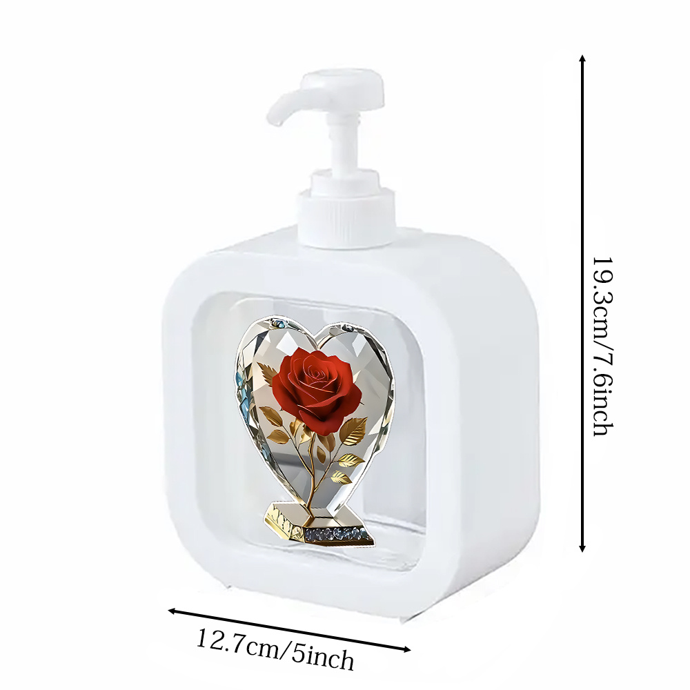 TEMU Distributeur de Savon en Plastique de Cœur avec Pompe - Design Vin et Feuille Dorée, Bec de Versement Facile, Distributeur de Savon Liquide