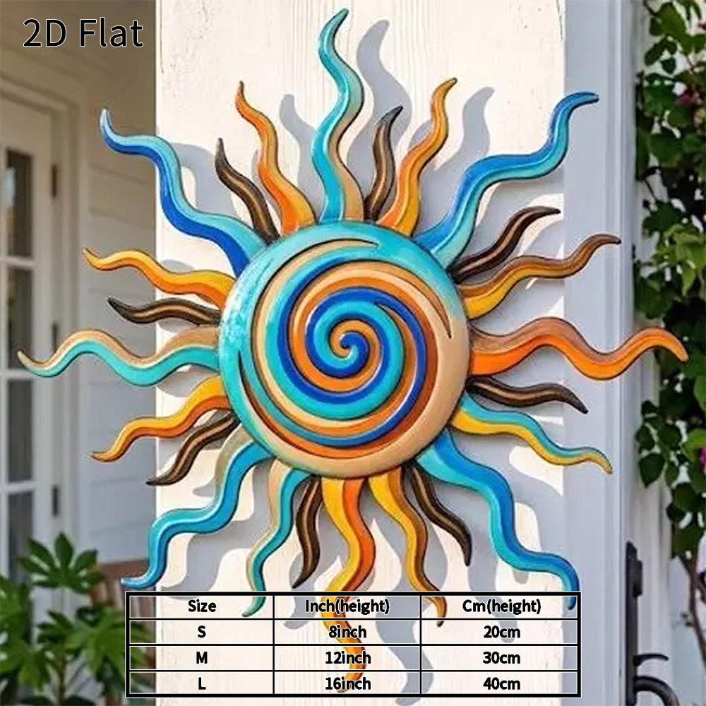 TEMU 2d Flat, 1pc Horizontal Sun Wall Decor - Flat Panel Suitable For Outdoor/ Use, Minimalist Modern Rustic Housewarming Gift, Durable Plastic With