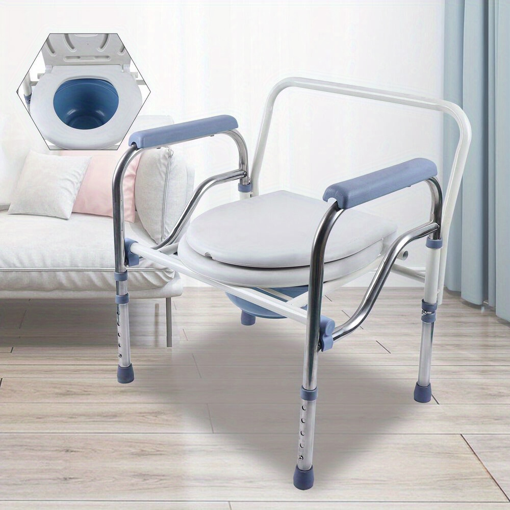150kg Toilet Chair With Toilet Bucket Shower Chair Commode Seat Toilet Aid White