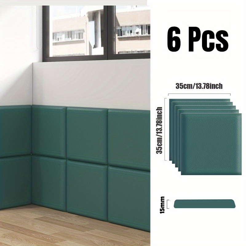 6er-pack dicke weichwandsticker, 35*35 cm/13,78*13,78 zoll quadratische selbstklebende bettseitenpads, in   farben zur kombination erhältlich, ideal für wohnzimmer schlafzimmer büro wanddekoration