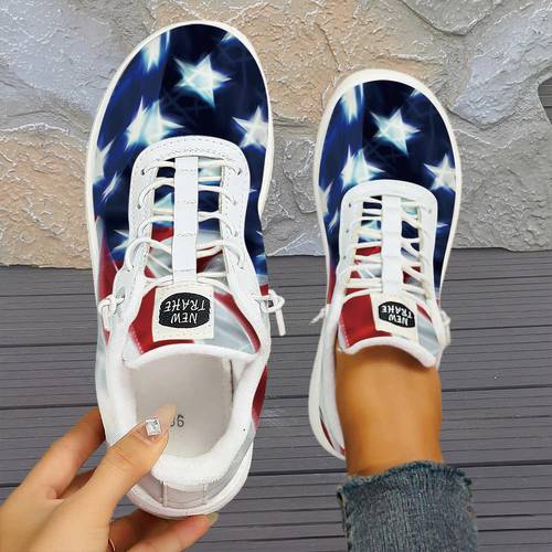 item picture comfortable soft soled womens slip on loafers style spring spangled banner print elegant party shoes for women women shoes