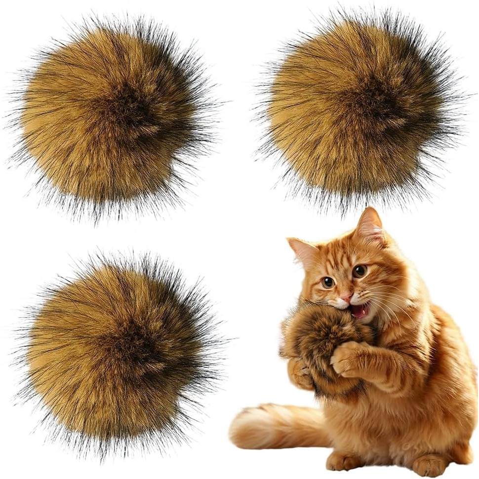 E-shop 4er-Pack Katzenspielzeug aus Kaninchenfellimitation, interaktives Katzenspielzeug für Indoor, zum Verfolgen und für , waschbar, stärkt die