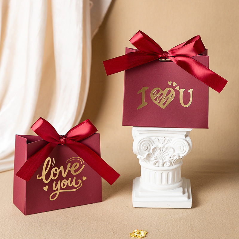 E-shop 2er-Set Valentinstag Hochzeit Liebesgeschenkboxen - Niedliche kleine Herz-Bonbontüten ideal für Valentinstagsgeschenke, Hochzeitsmitbringsel,