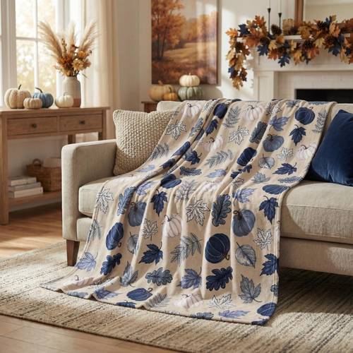 1pc autumn pumpkin leaf print blanket suitable for indoor and outdoor use used on sofa office camping travel and other occasions thanksgiving autumn decor holiday decor lightweight and breathable multiple sizes