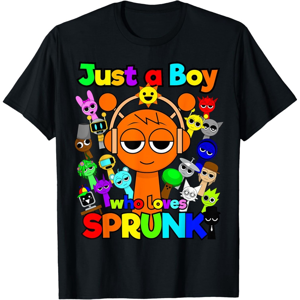 

Sprunki Boys Oren Just A Boy Who Sprunki T-shirt Cotton , Funny Black Shirt For 5-13y Boy Girl Teen