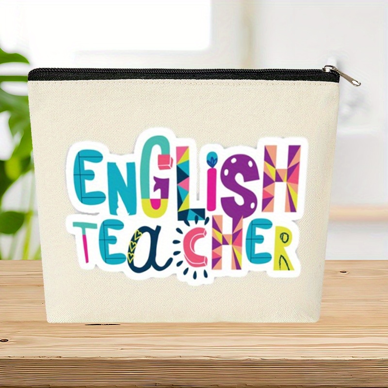 Make-up Tasche Für Englischlehrer – 25,4x19,1 Cm, Aus Leinen – Geschenk Für Lehrerinnen