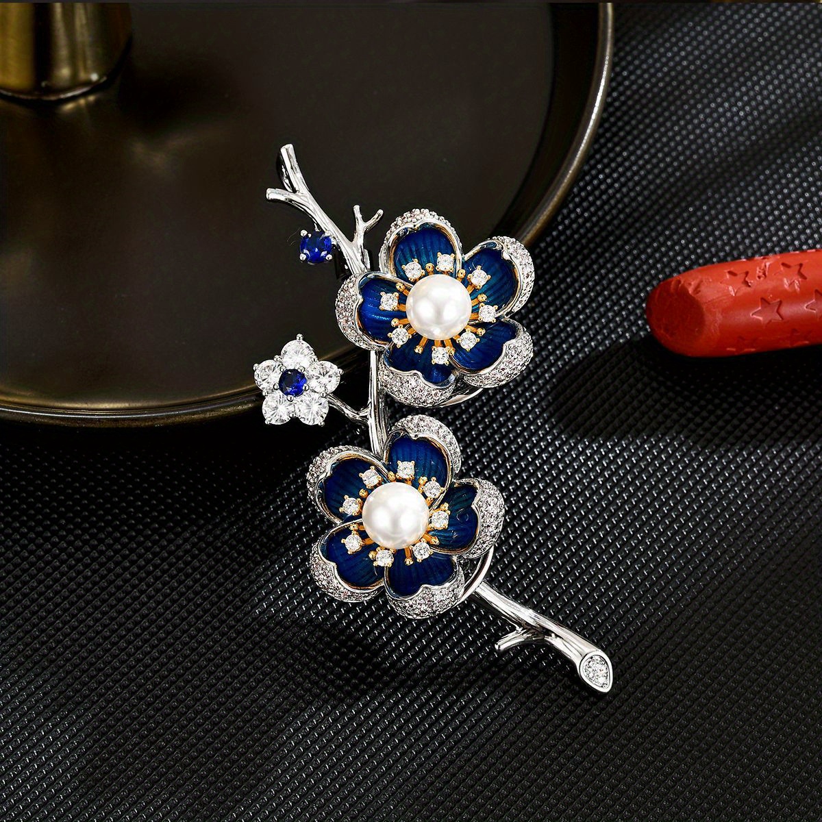 bohemian floral brooch purple rhinestones july birthstone  display picture 3