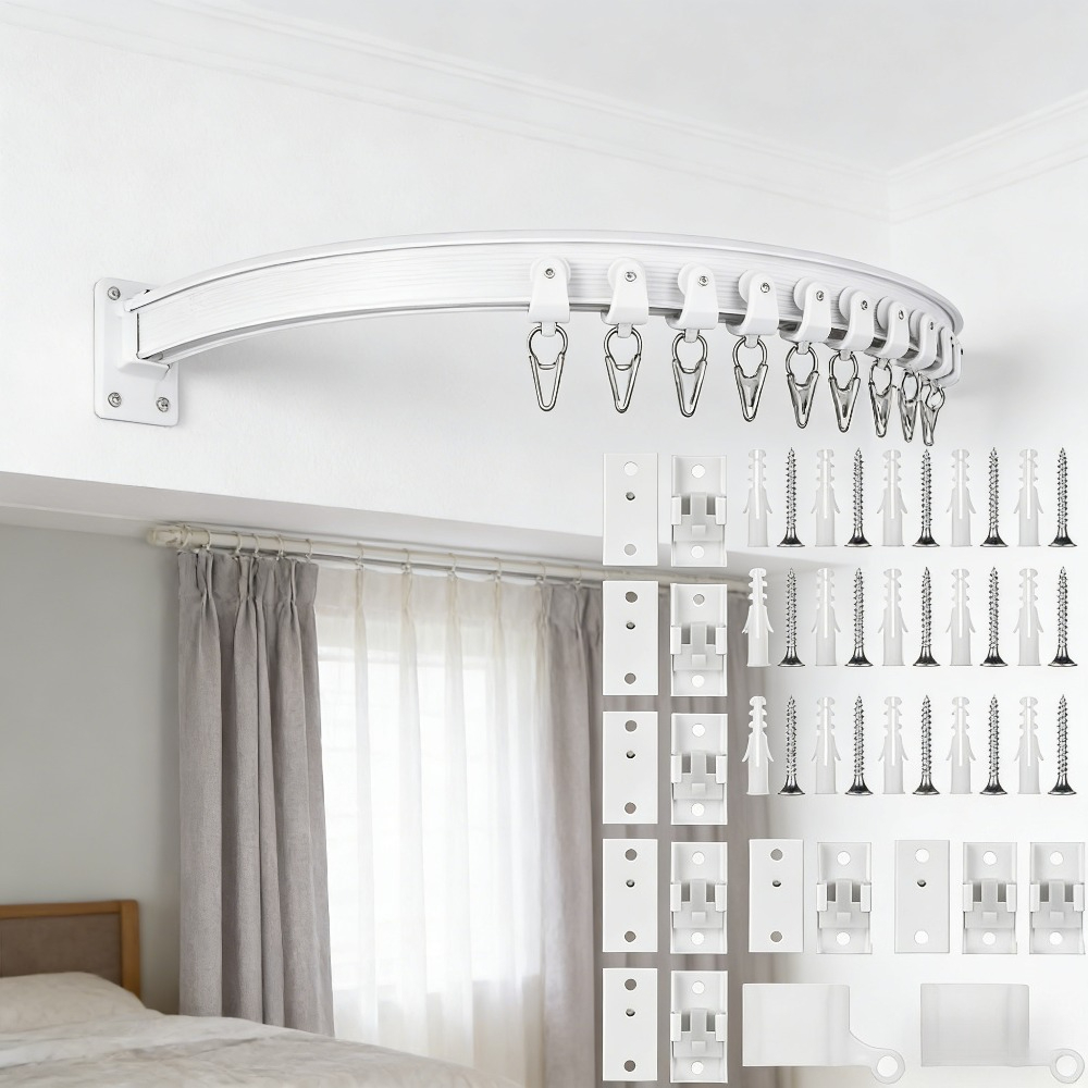 Silent Glide Curtain Track, 5-meter & Adjustable Rail With Complete Mounting Kit, Ideal For Living Rooms & Sliding Door Coverings