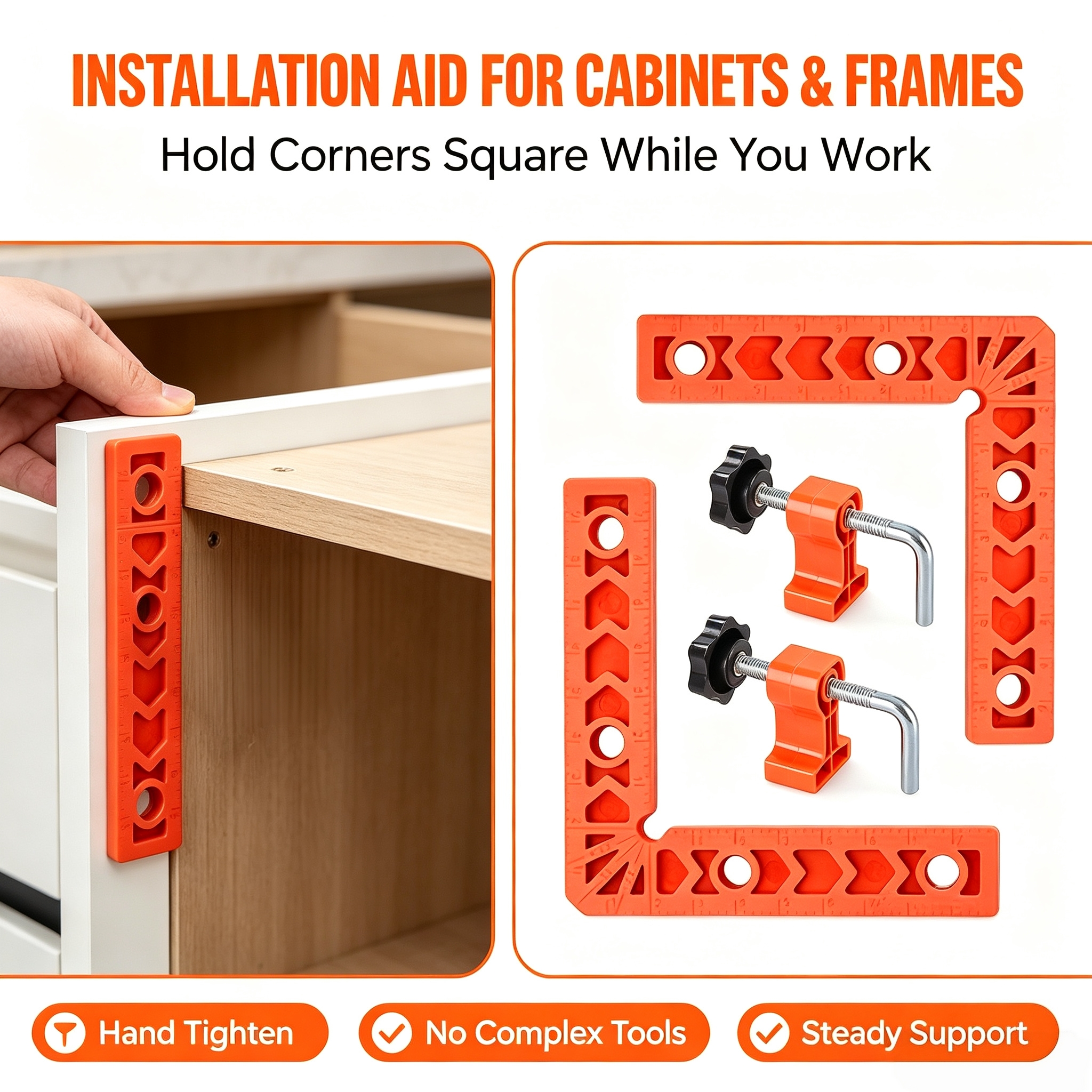 TEMU 8pcs 90-degree Right-angle Clamp Set (with Positioning Blocks); Made From Durable Plastic, Suitable For Woodworking, Picture Framing, And The