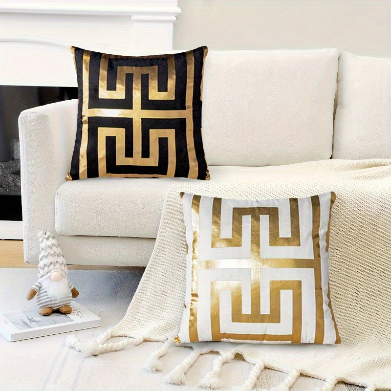 TEMU 2pcs Single-sided Printed Bohemian Geometric Pattern Shawl Pillowcase, Machine Washable, Hidden Zipper Closure, Decorative For Bedroom, Sofa,