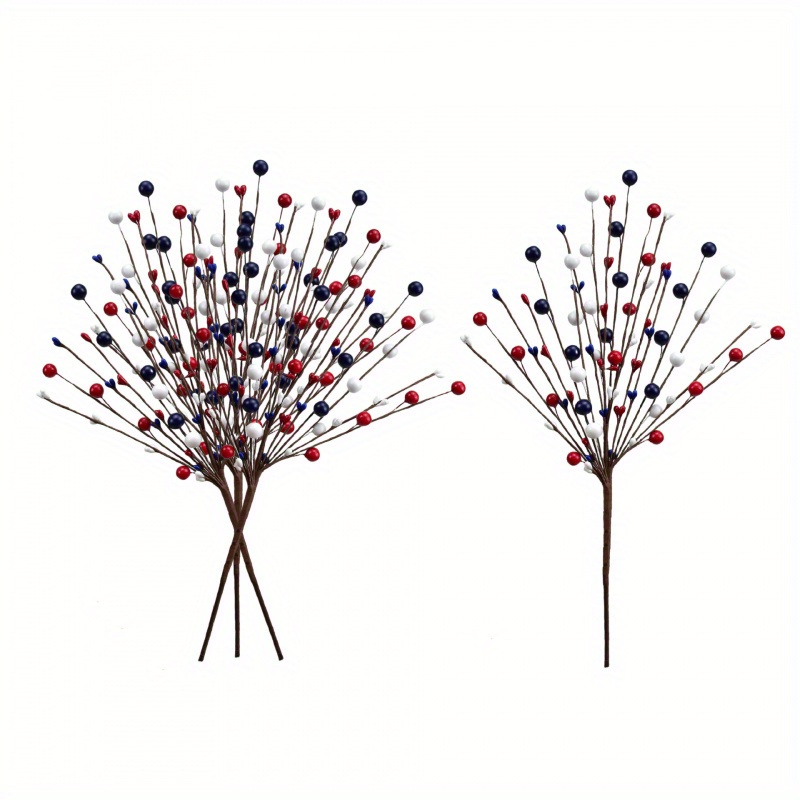 TEMU 3 Artificial Branches In Red, White, And Blue, Perfect For Patriotic Decorations During Day Celebrations. Ideal For Gardens, Homes, And As