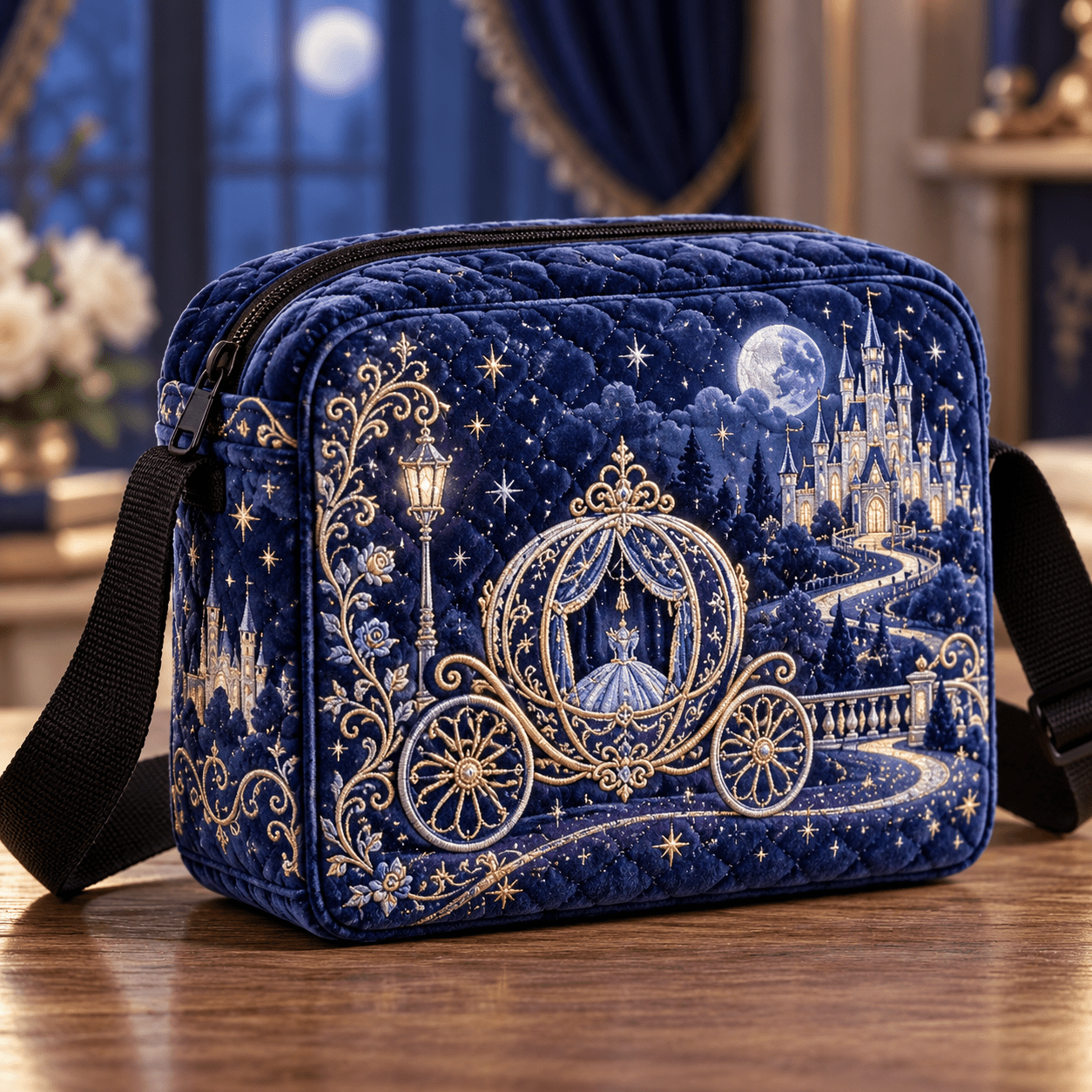 TEMU 1pc Castle Quilted Crossbody Bag, Fairytale Shoulder Purse, Valentine's Day Christmas Gift