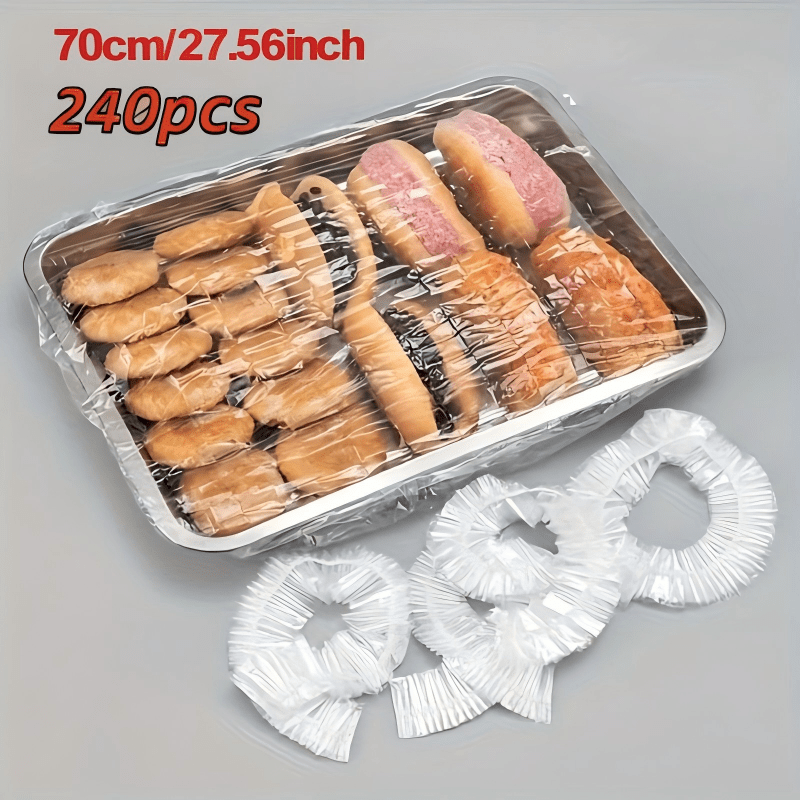 60/120/240pcs Elastic Food Covers, Disposable Food Grade Plastic Wrap, Stretchable Bowl Covers For Food Storage, Kitchen Leftovers, Fruit, Bread, Snack Covers