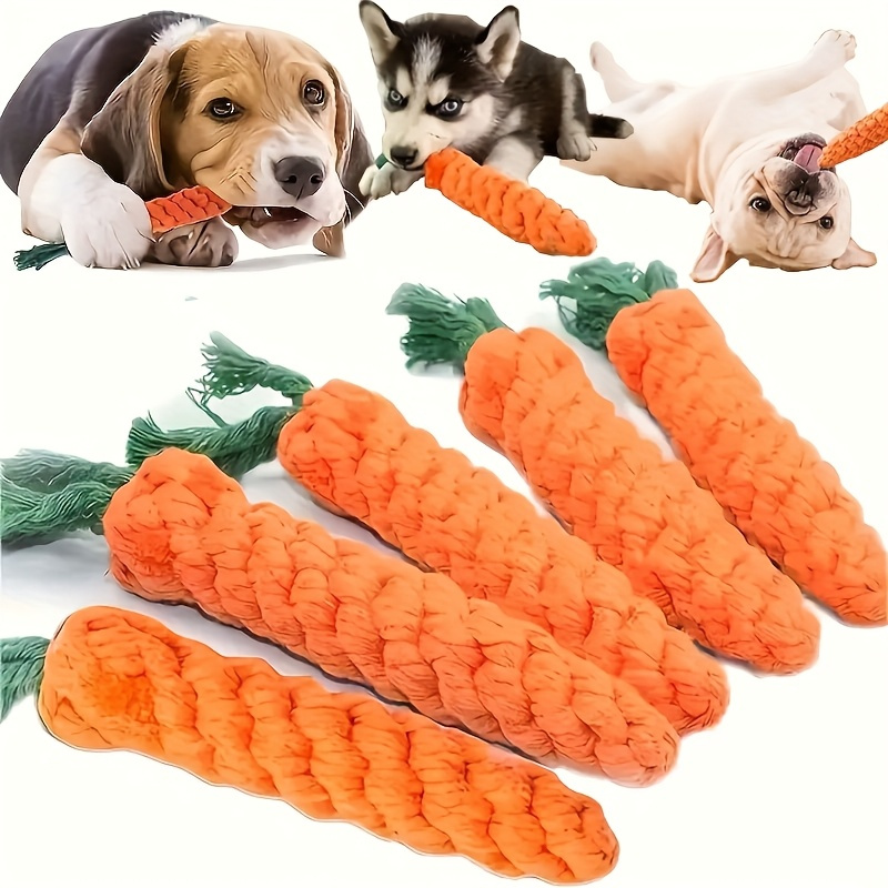 1pc durable carrot shaped braided fabric rope dog chew toy for teeth   play dental health all breed sizes interactive   carrotshaped toy durable braided rope dog toy details 0