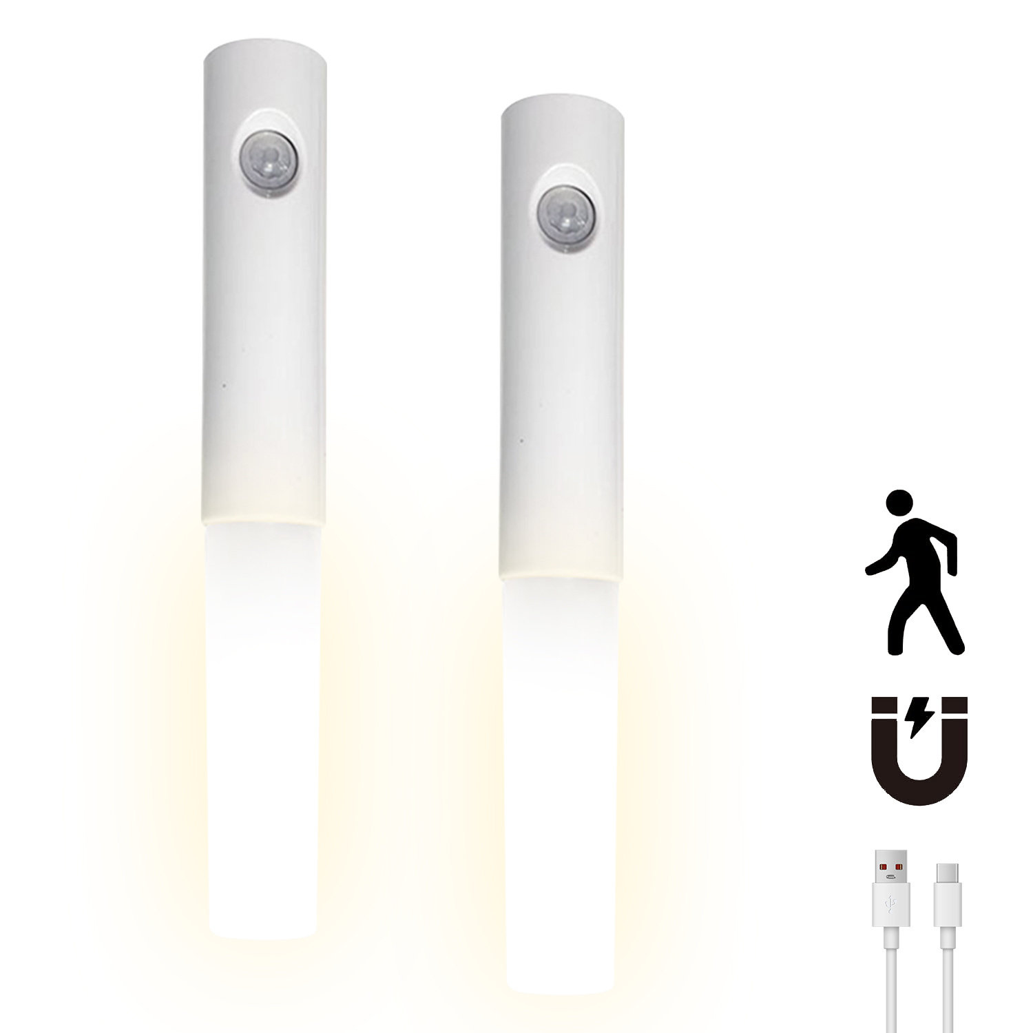 TEMU 2pcs Motion Sensor Night Lights, Led Rechargeable Magnetic Wall Lamps, Charging Ambient Lights, And Portable, Easy Design, Suitable For ,