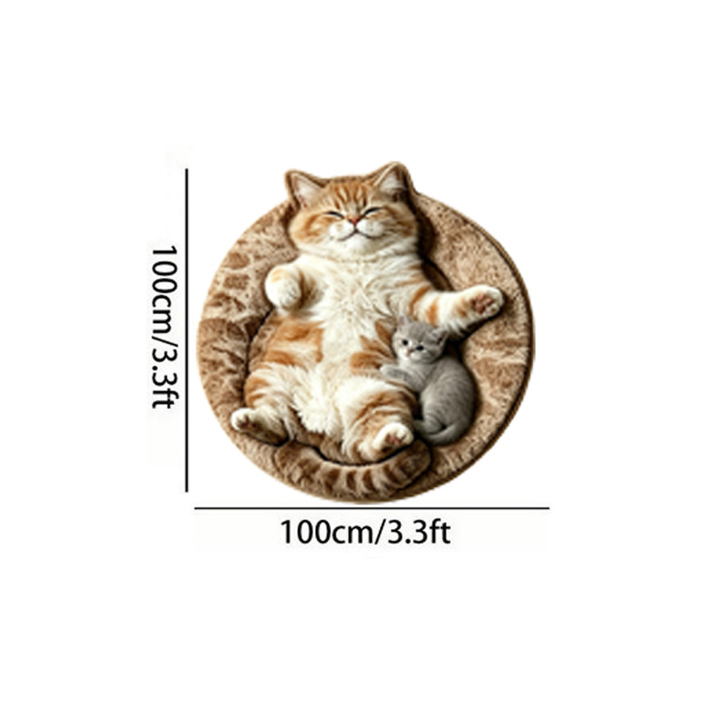 TEMU Velvet Molded Base Lazy Cute Cat Shaped Carpet Creative Trendy Cool Home Decoration Floor Mat Suitable For Doorway, Entryway, Bathroom, Balcony,