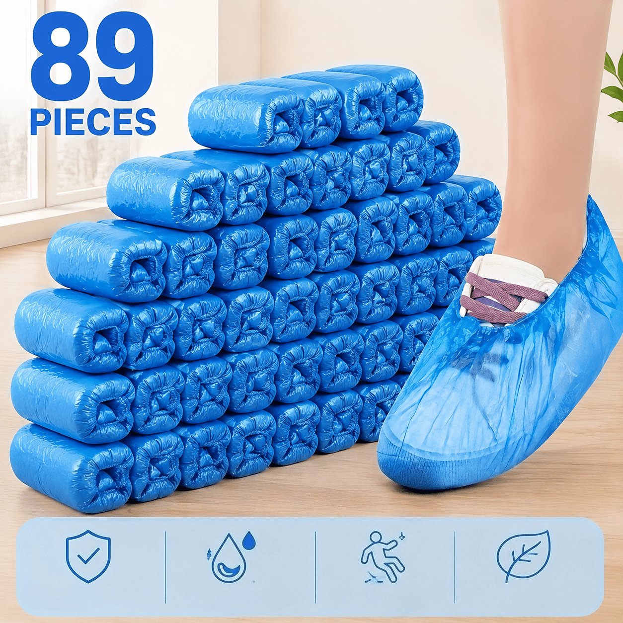 TEMU Copriscarpe 89 pz Spessorati Antiscivolo Monouso Antipolvere in Plastica per Protezione Domestica Portatili per di Pioggia Traslochi Visione
