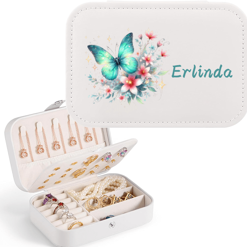 Personalized Sparkle Glitter Butterfly Jewelry Storage Box