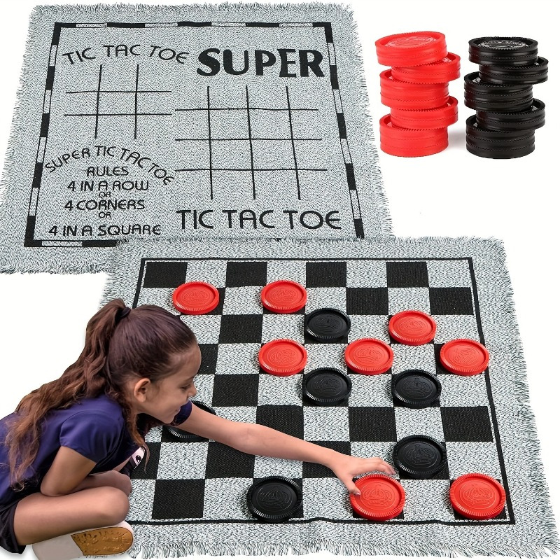 

3-in-1 Retro Board Game Set With Double-sided Pads - Includes Chess, & | Ideal For , Lawn Parties & Bbqs