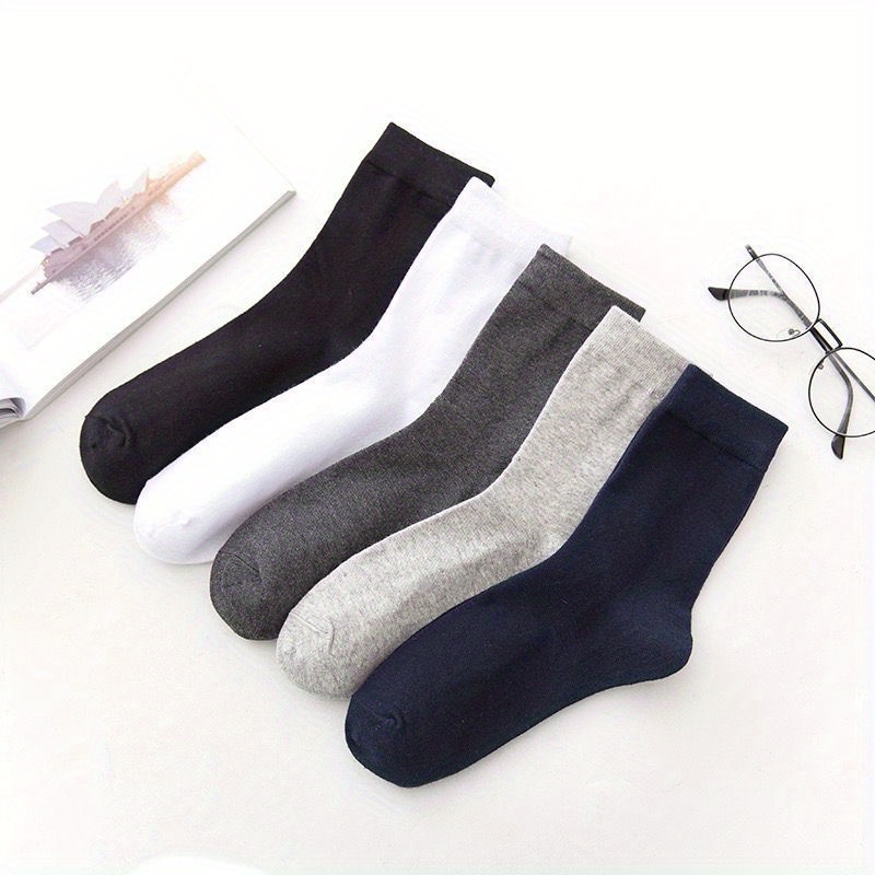 

5 Pairs Diabetic Socks For Men And Women, Knit Fabric Crew Socks, Breathable Polyester Spandex , Ideal Gift For Seniors