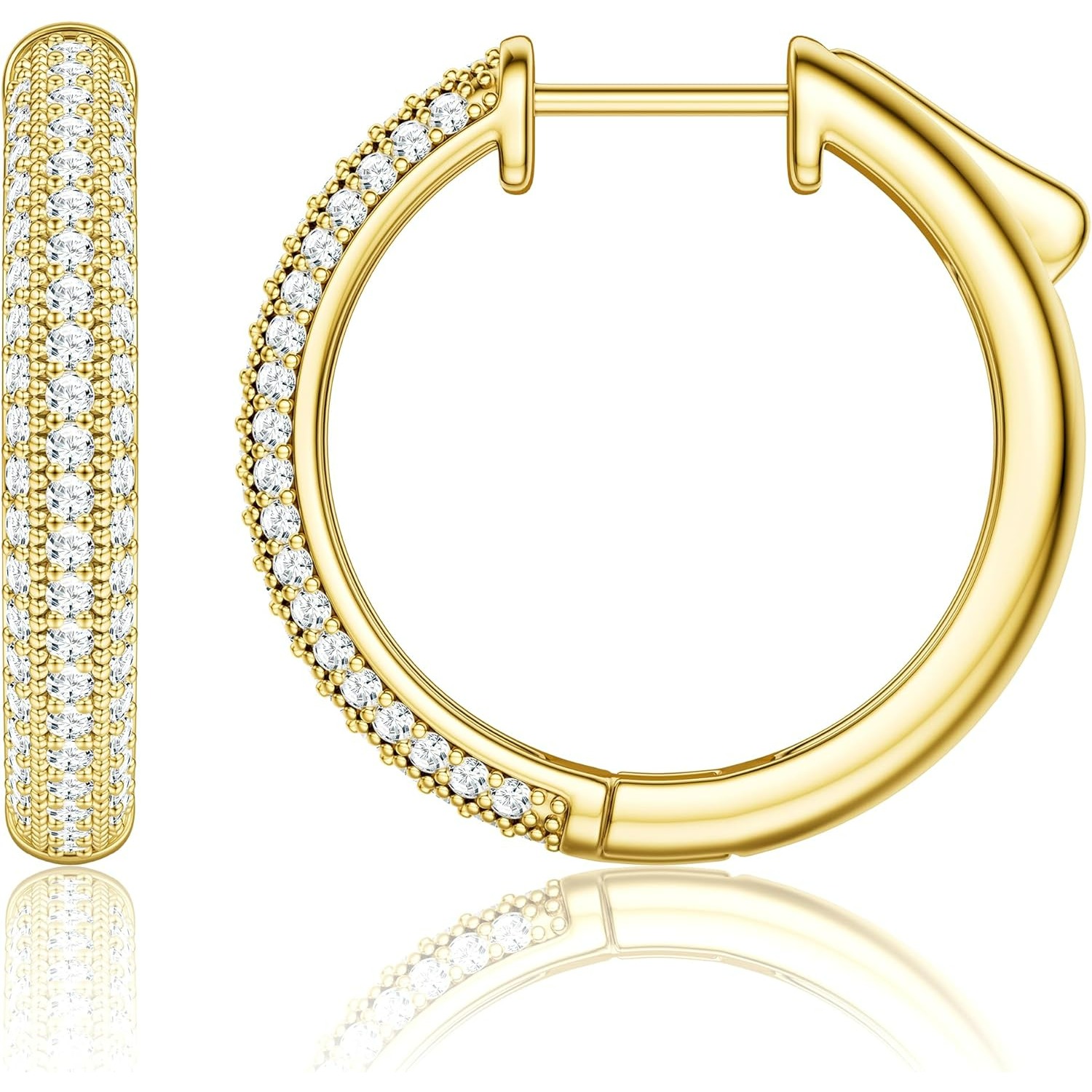 1pair Hoop Earrings For Women Hypoallergenic Tragus Cartilage Earrings With Aaa Cubic Synthetic Zirconia 20mm & 30mm Diameters Huggie Sleeper Earring