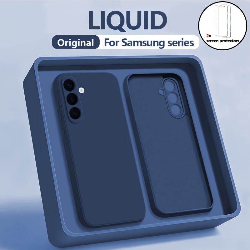 TEMU Phone Case: 3pcs [1 Phone Case With 2pcs Protectors] Original Liquid Phone Case For For Galaxy S26 S25 S24, Anti-yellowing Anti-scratch Slim Fit