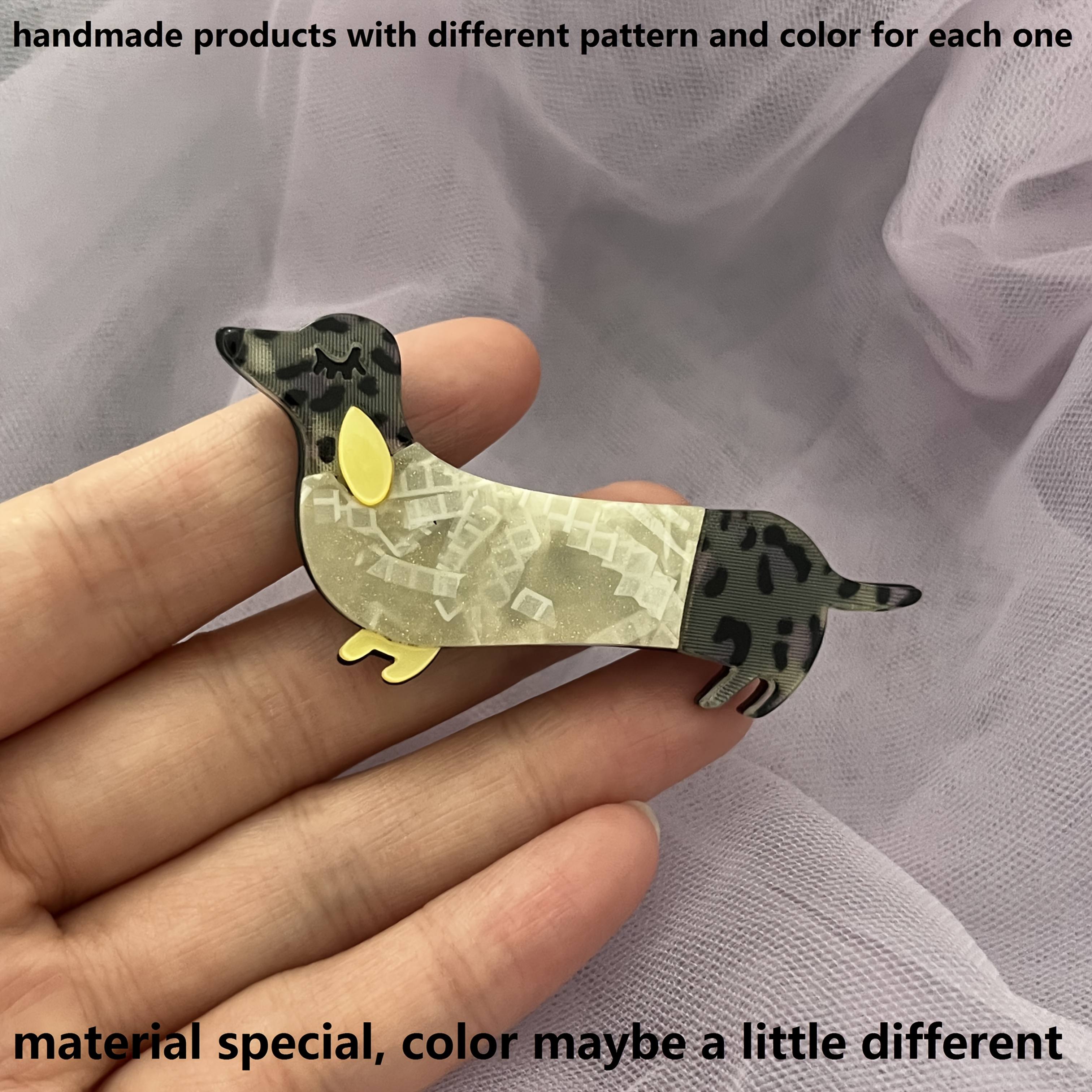 TEMU 2d Flat 1-pack Handmade Spliced Acrylic Puppy Brooch (material Pattern Position Random)