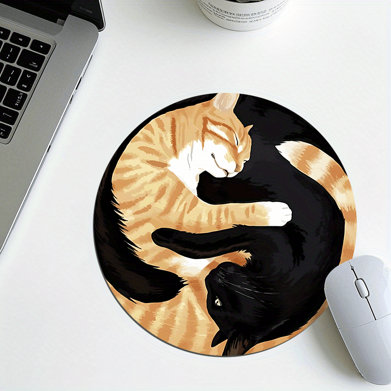 TEMU 1pc Cat Themed Fashion Abstract Mouse Pad - Esports Office Keyboard Mat, Pc Small Mouse Pad (2d Flat)