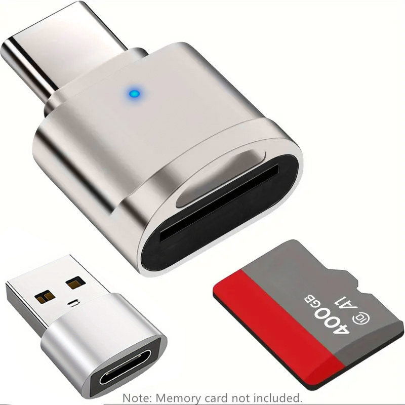 TEMU Lot de 2 lecteurs TF Type C avec coque en alliage de , lecteur de carte SD avec adaptateur USB C vers USB, compatible avec ordinateur portable,
