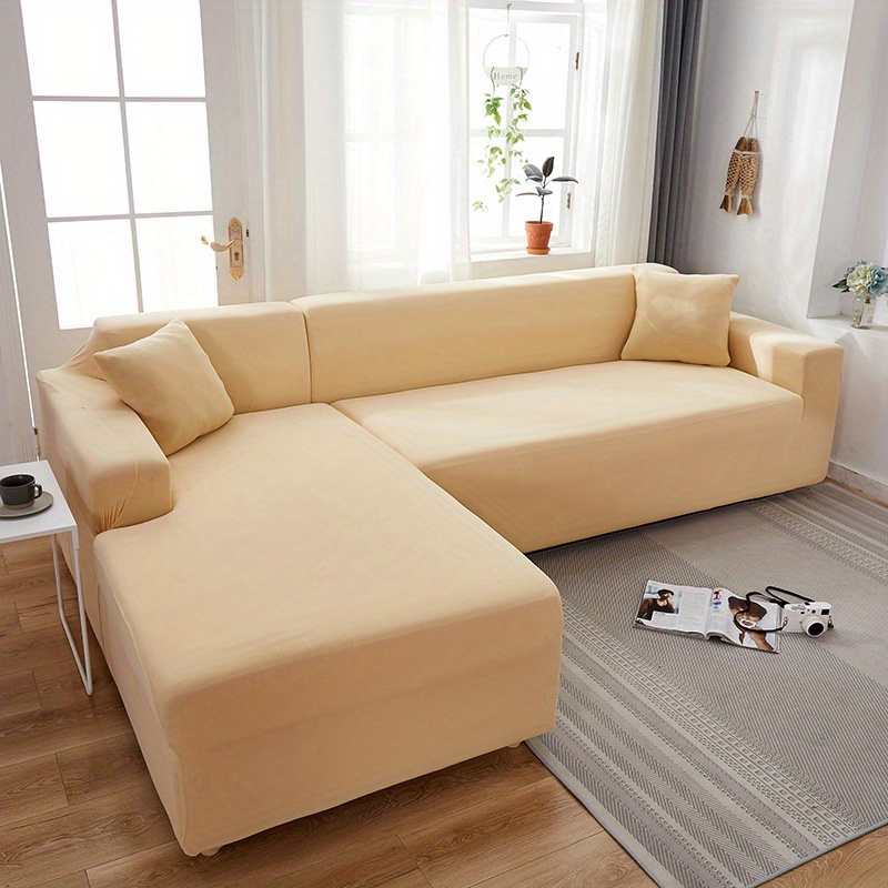 Sofa Protector, Stretch Sofa 2-seater Cream Polyester Jersey