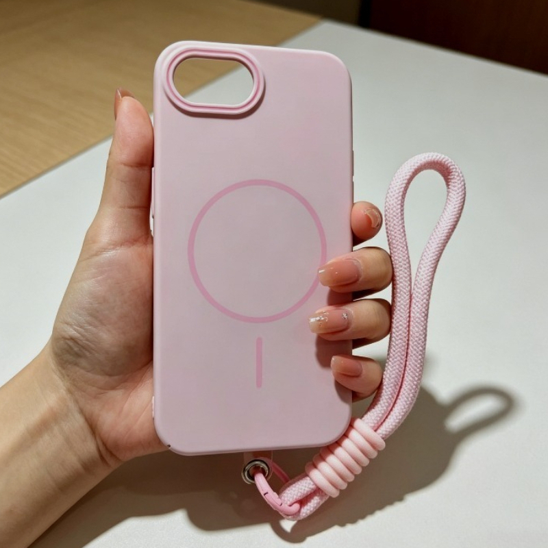 TEMU Phone Case - Wrist Strap Thin Hard Magnetic Wireless Charging For Iphone 17e 16e Shockproof Skin Matte Cover Coque