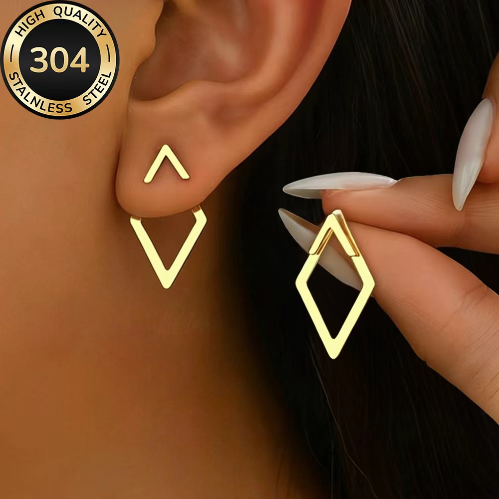 TEMU Pendientes de espárrago dorados de acero inoxidable de calidad, hipoalergénicos y resistentes al deslustre, y elegantes, pendientes de moda para