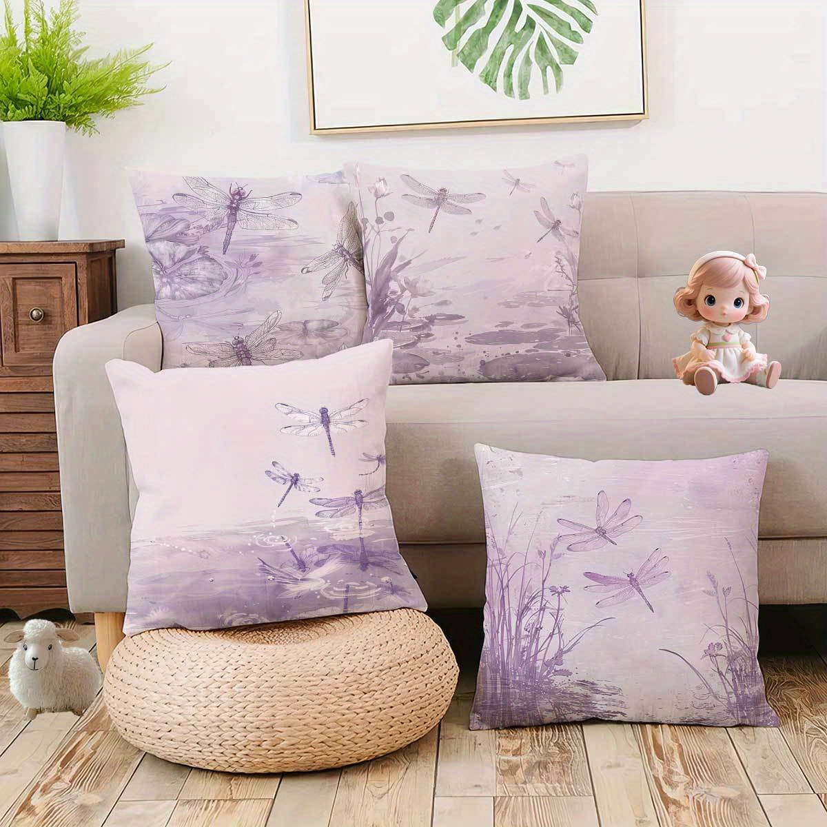 dragonfly lotus pattern seat cushion covers a set four Temu Finland