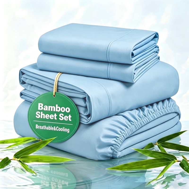 TEMU Ultra Soft Brushed Breathable Bamboo Sheet Set, Suitable For Bedrooms, Universal, Thickened And Breathable, Cool & Comfortable Bedding Set