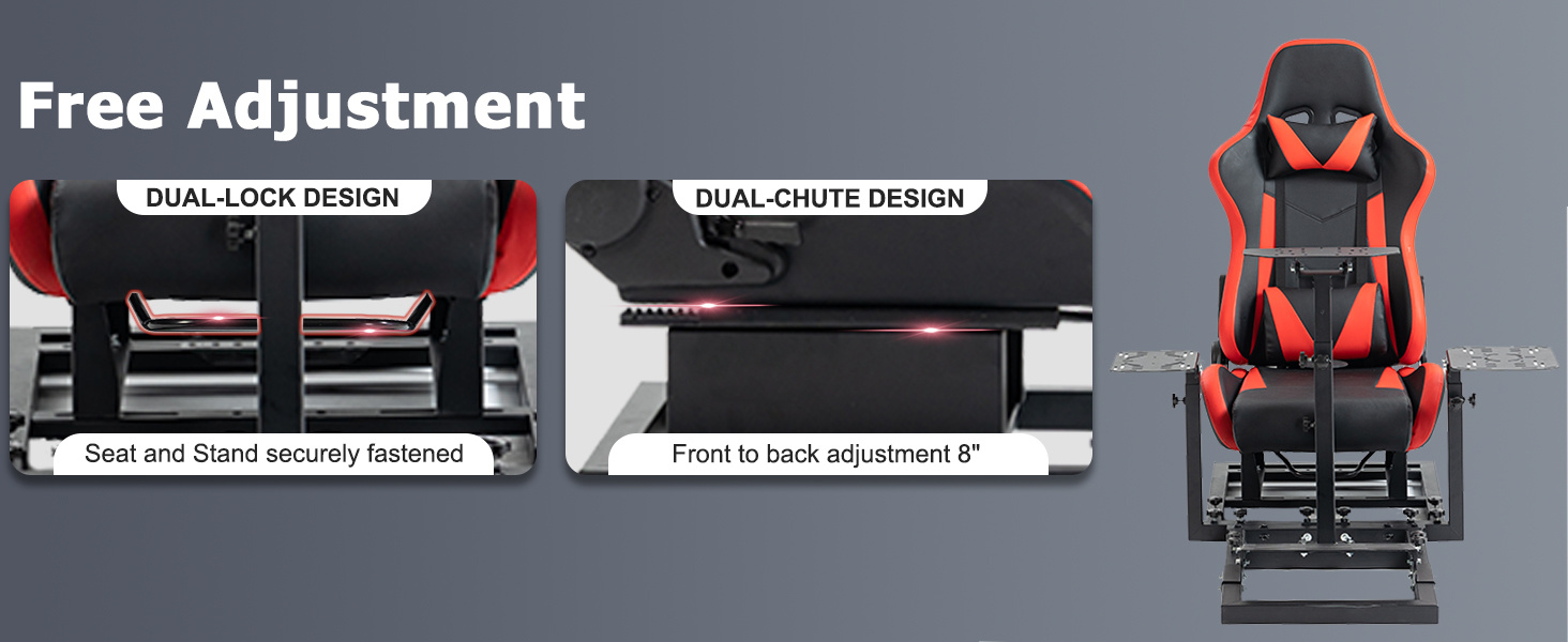 Minneer Racing Flugsimulator-Cockpit mit ergonomischem Gaming-Stuhl-Design – Schwerlast, höhenverstellbar & neigungsvariabel (90°–180°) – Kompatibel mit Logitech G25/G27/G29/G920/G923, Thrustmaster T80/T150, Fanatec, Moza – Lenkradständer pedalfreie Einrichtung – PC/PS5/PS4/Xbox//Simulator – Platzsparende Rennsimulator-Ausrüstung – Keine Elektronik benötigt