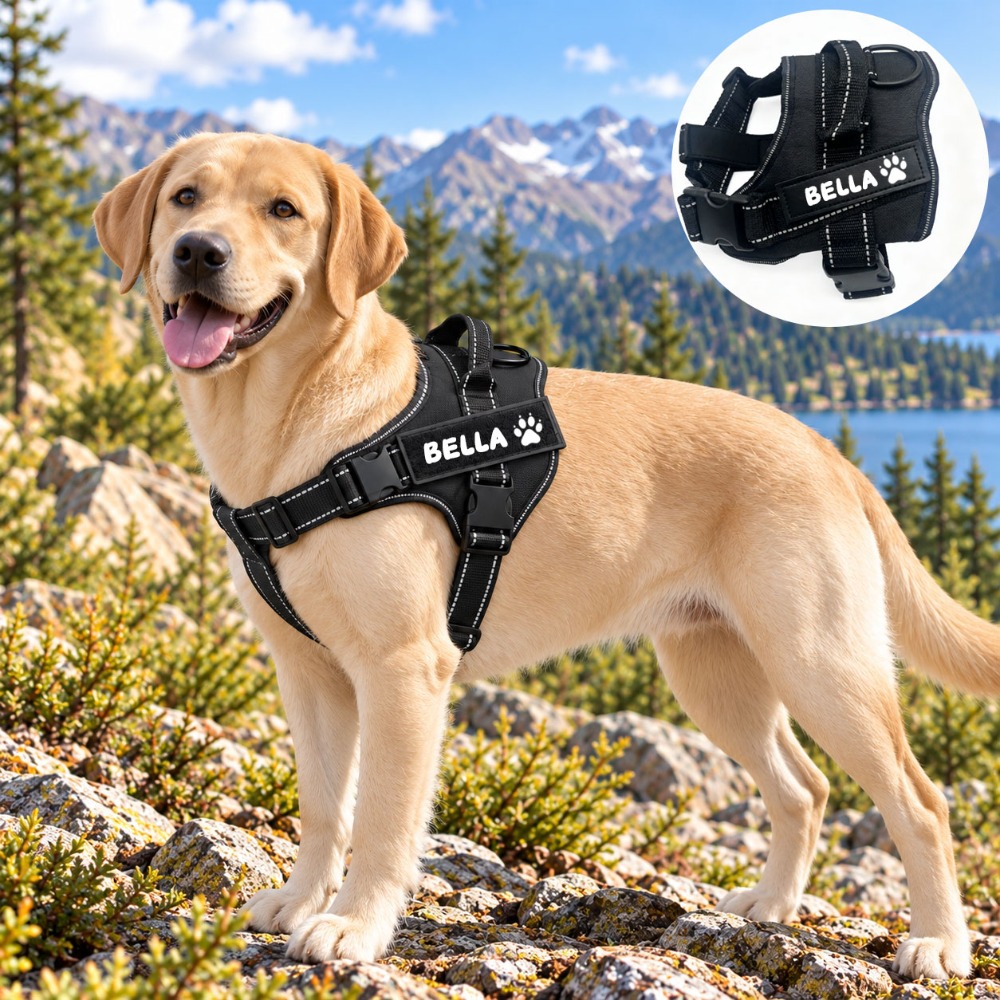 TEMU Available In , Customizable Personalized Pet Harness With Reflective Strips For Easy Nighttime Visibility. Customizable Name Anti-pull Dog Vest