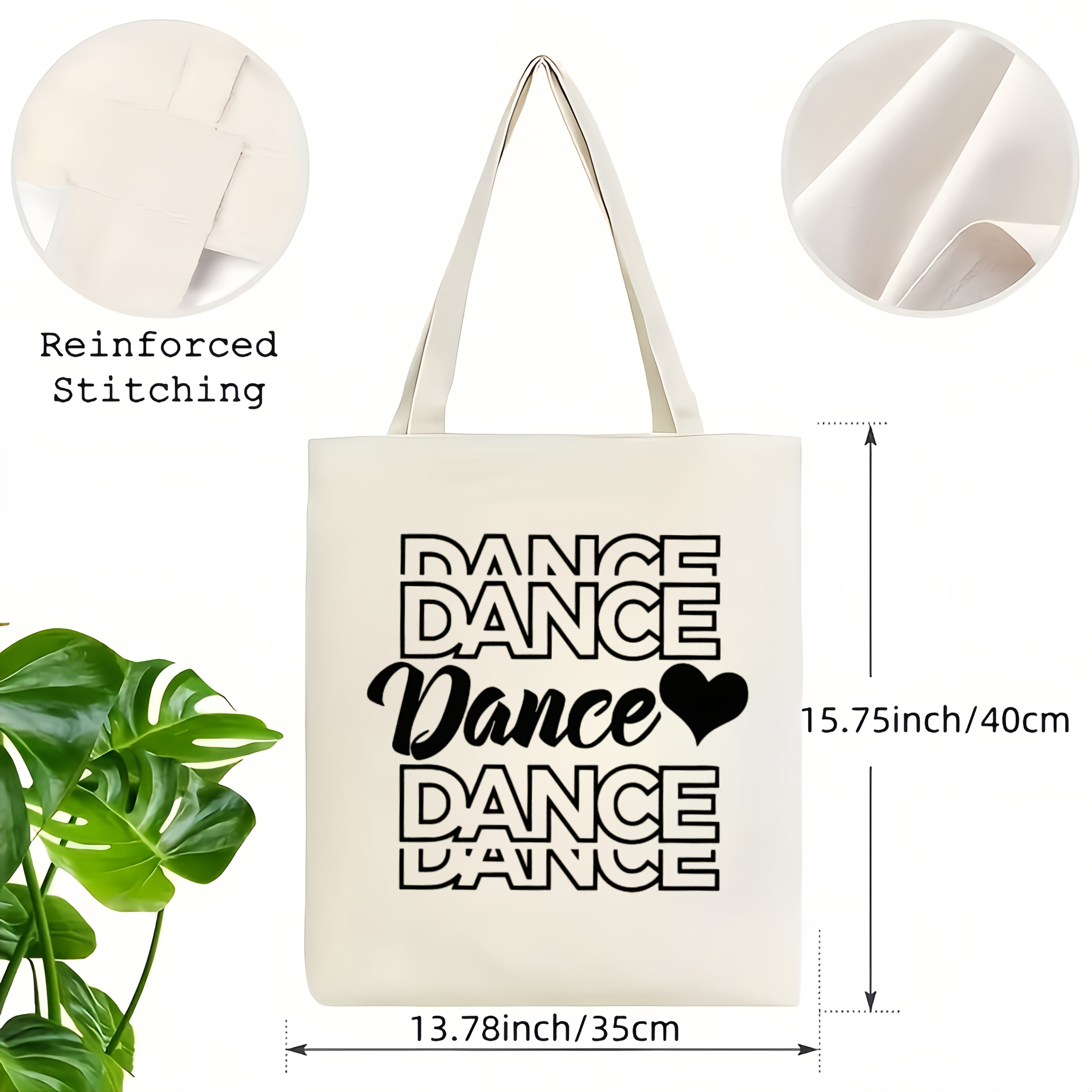 TEMU 1pc Women' Tote Bag With "dance" Repeated Text& - Large Capacity Shoulder Bag, Perfect For Shopping, Daily Use& Gift Giving, Reusable Grocery