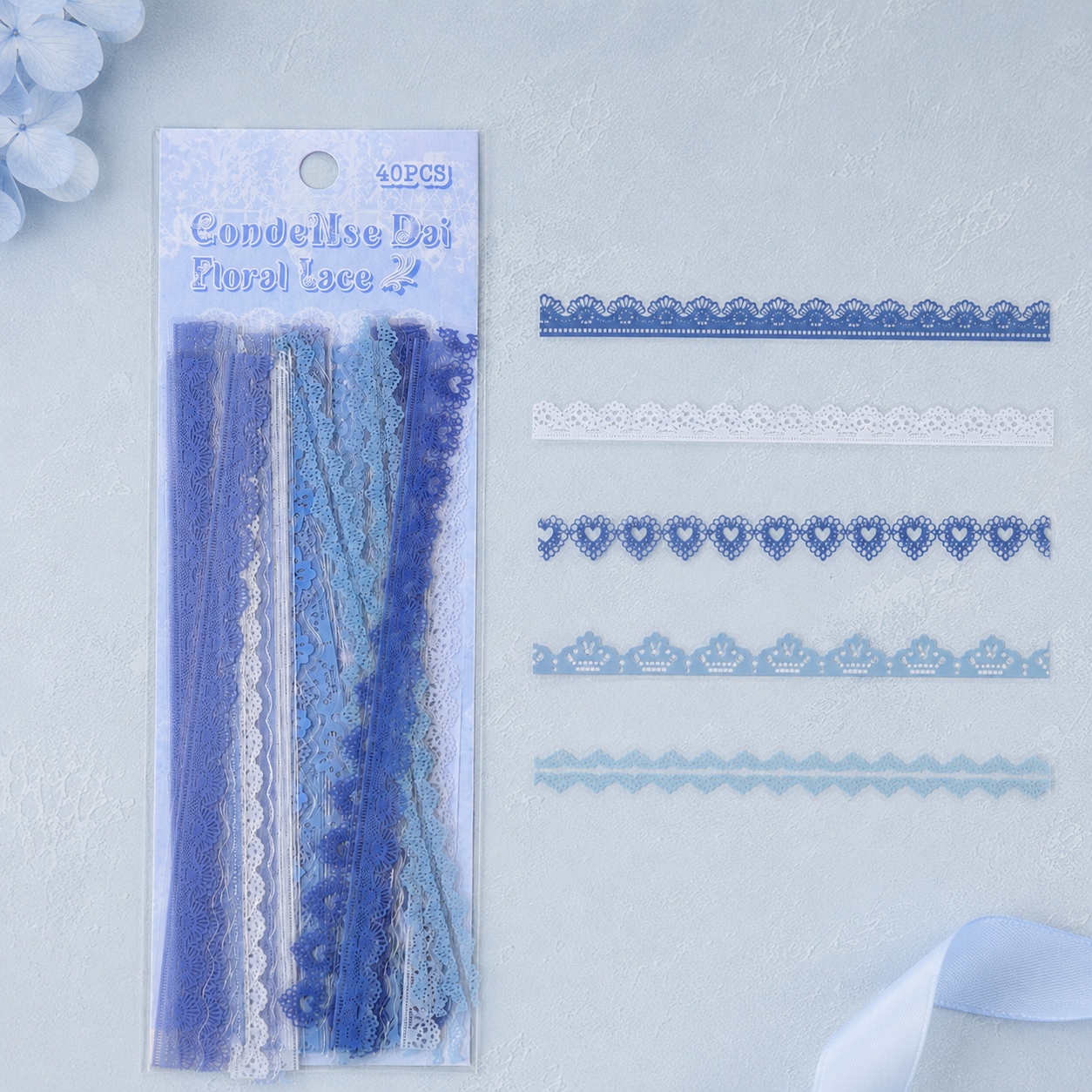 40pcs PET Transparent Lace Border Stickers for Scrapbooking