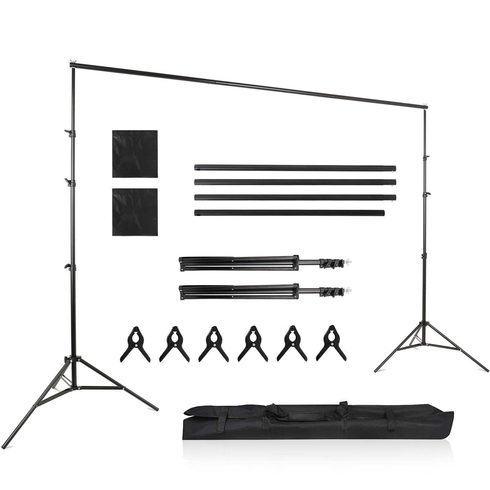 TEMU Bonnlo Adjustable Background Stand For Photography, Photo Background With 6 Fishmouth Clamps, 2 Sandbags And Carrying Bag, Backgrounds For Photo