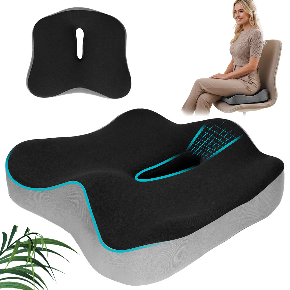 Image of 15-degree Wedge Memory Foam Seat Cushion Ergonomic Portable Pressure Relief Pad Multipurpose Support Mat For Office Chair Car Seat Daily Sitting