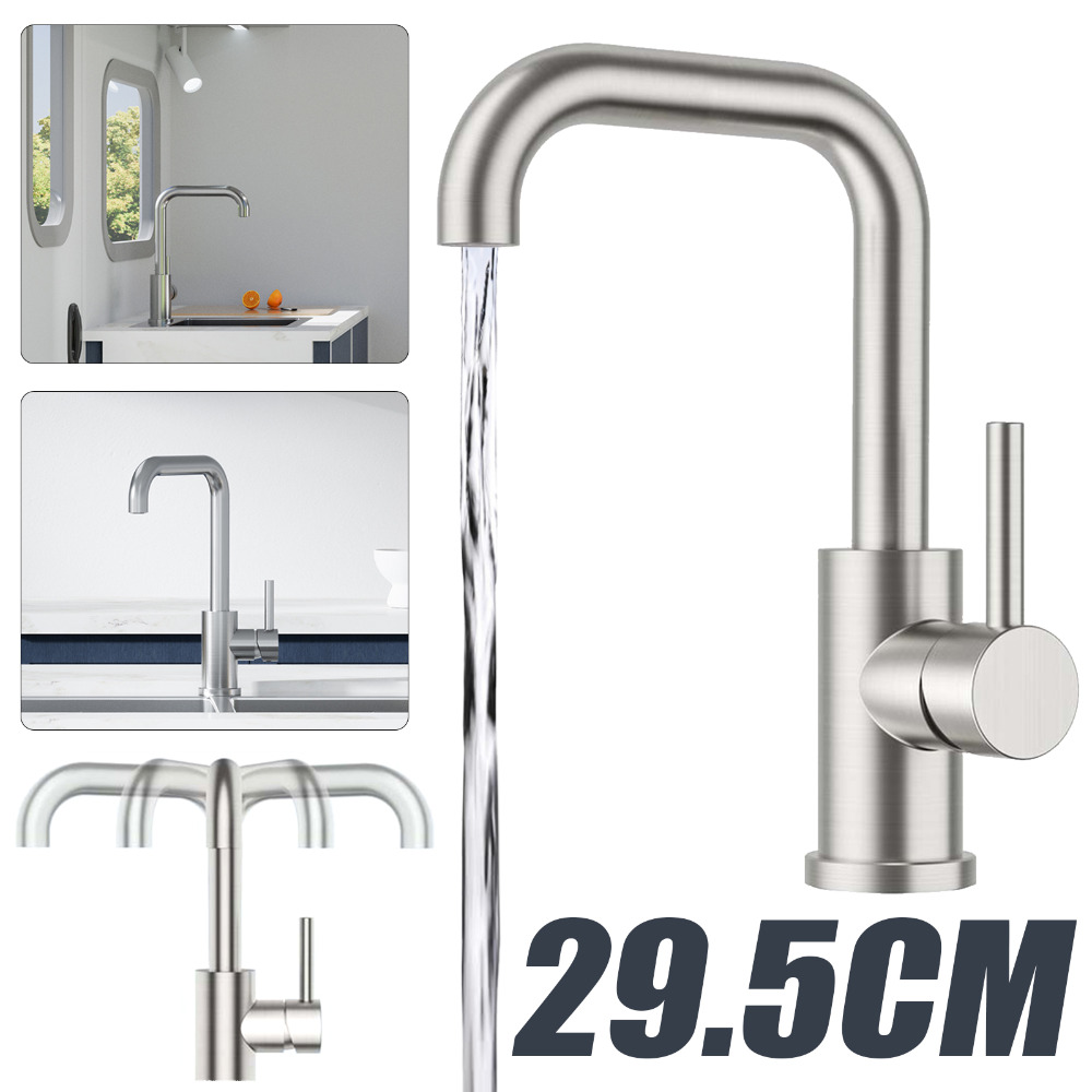 Image of Kitchen Faucet, 360° Rotating Kitchen Faucet, L-shaped Mixer Faucet, Single Lever Kitchen Sink Faucet For 1 Hole, Made Of Stainless Steel