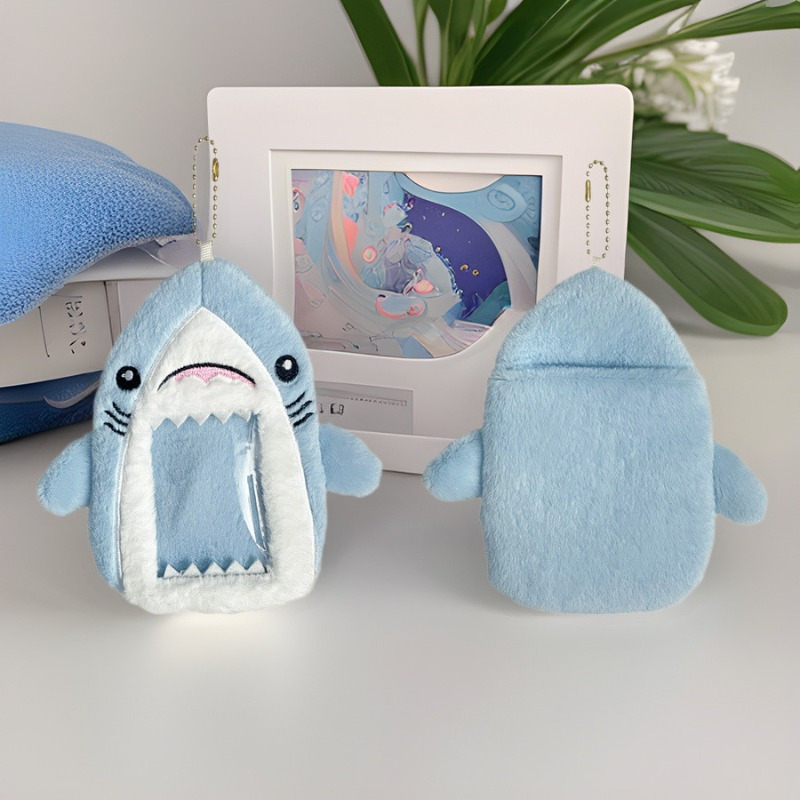 

Ins Cute Shark Plush 3inch Card Holder Photo Display Pendant Student Meal Card Bus Card Storage Card Case