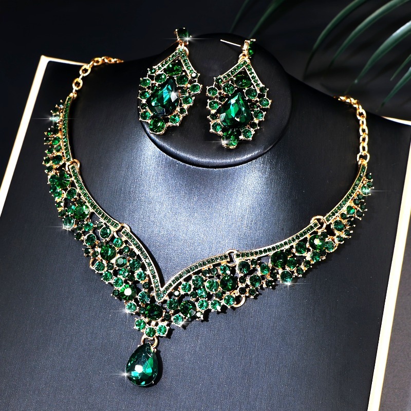 TEMU Joyería de circonita sintética de lujo, adecuada para collares y aretes de mujer, para y fiestas