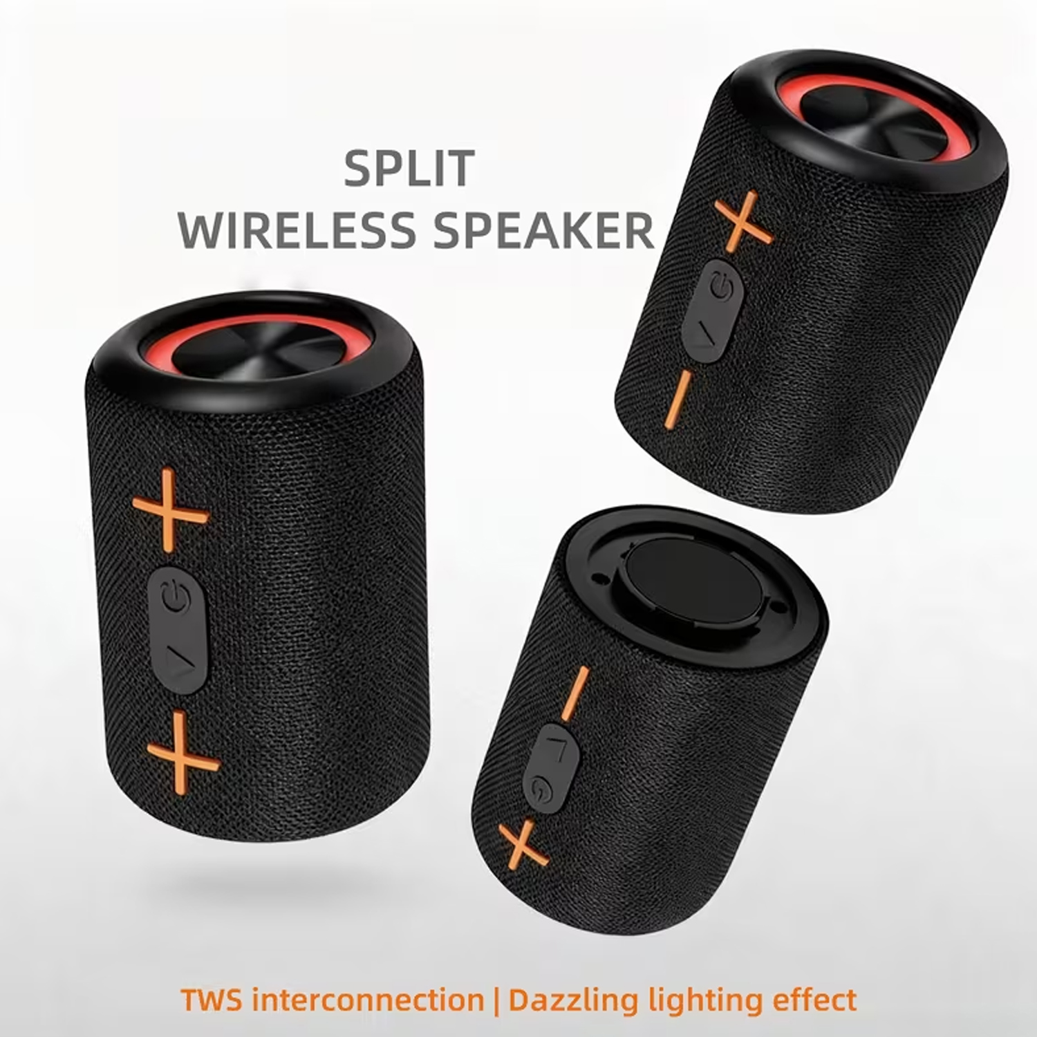 TEMU 2-in-1 Magnetic Split Tws Wireless Speaker With True Wireless , Surround & Rgb, Portable Detachable Soundbar Suitable For Theater, Parties,