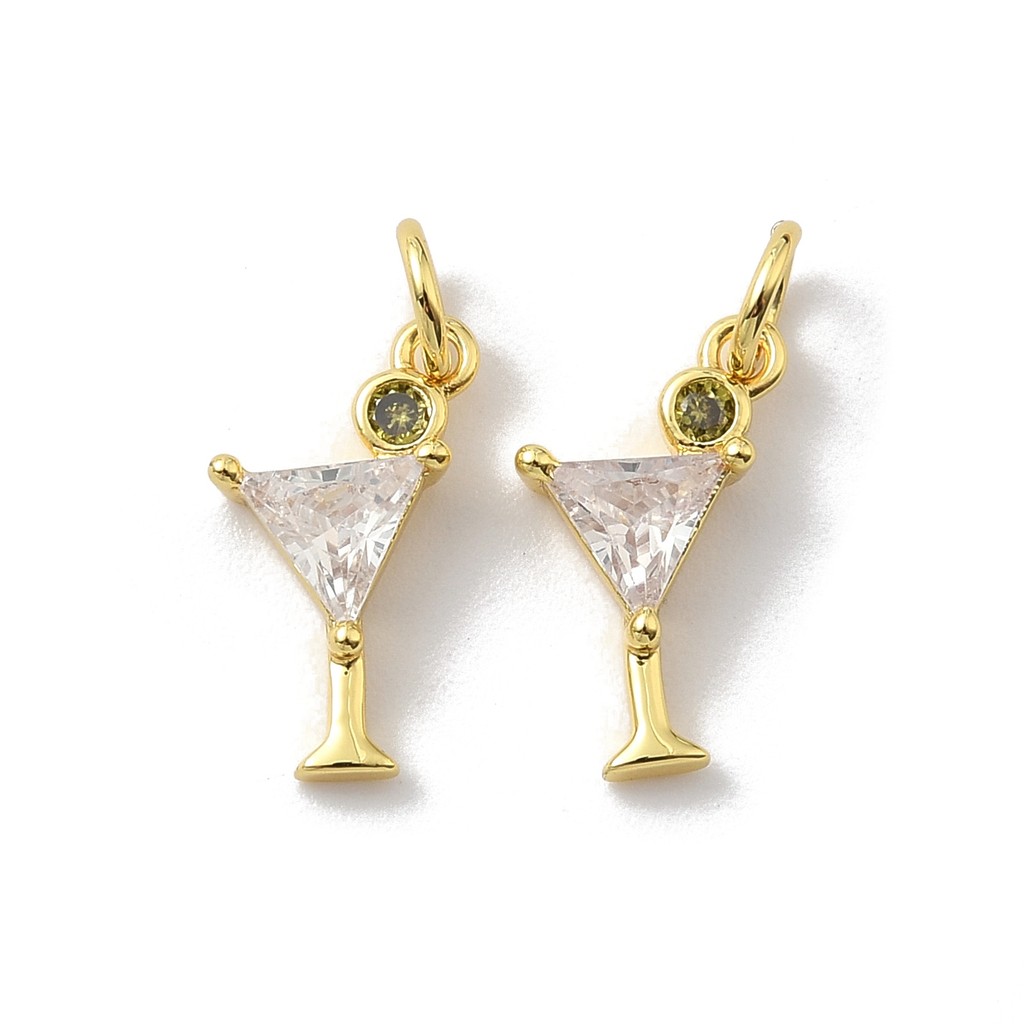 TEMU 2 pièces Pendentifs en Laiton Pavé - Plaqué Or 18K Transparent, Adaptés pour la Création de Bijoux DIY, Charmes pour Boissons avec Anneaux de