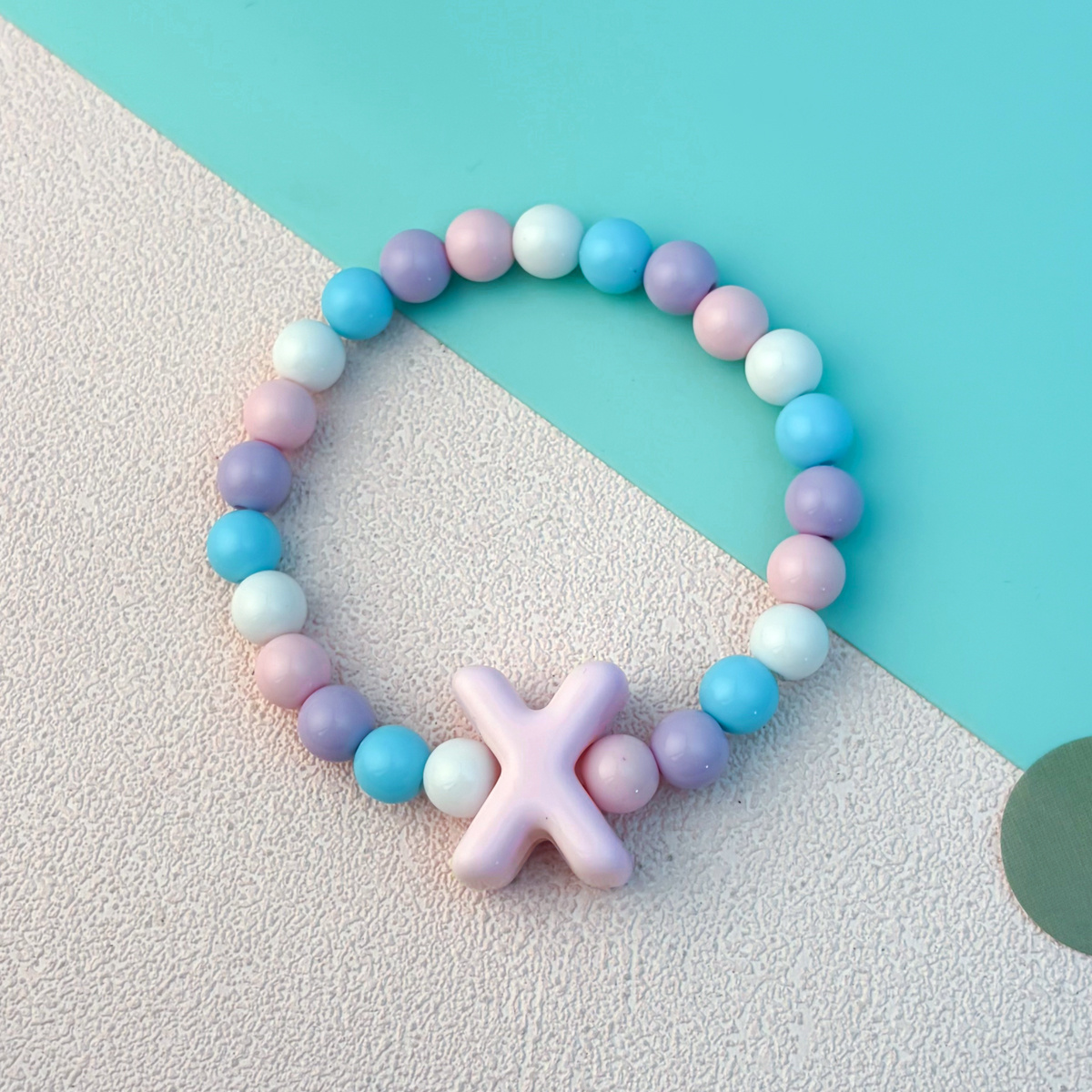 Playful Cartoon Macaron Multicolor Letter Elastic Bracelet
