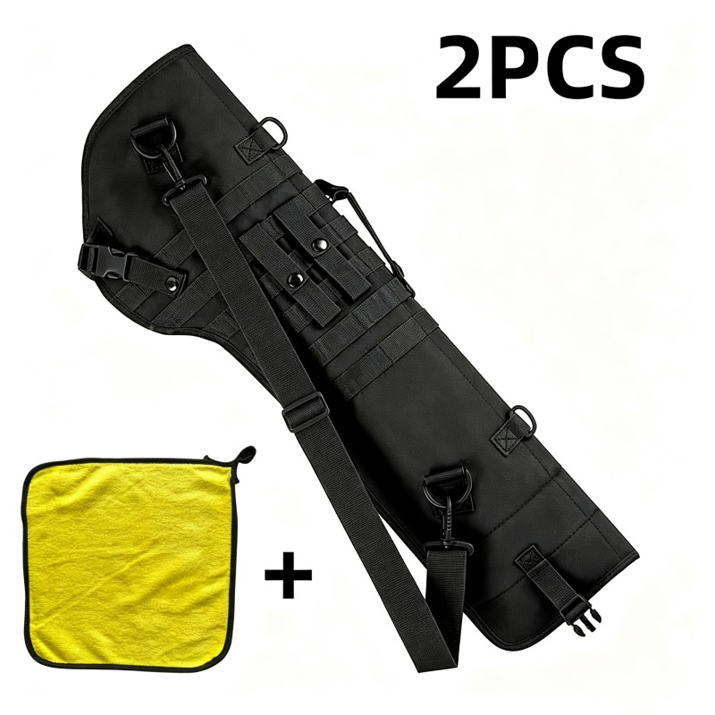 Image of Tactical Carry Bag, 2pcs Set Outdoor Sling Storage Bag With Microfiber Cleaning Towel, Oxford Fabric Adjustable Shoulder Strap Molle Webbing Gear Case For Outdoor Activities, 3 Colors